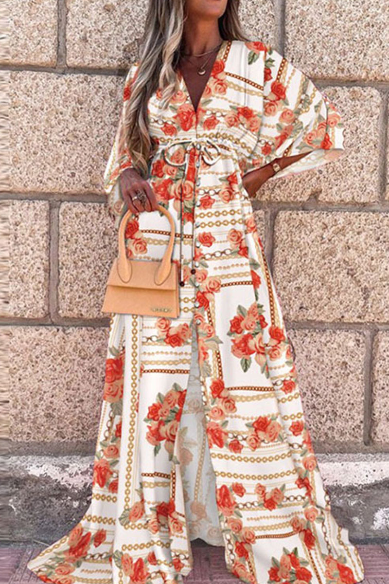 EB | College Vacation Print Frenulum Strandkleid Kleider