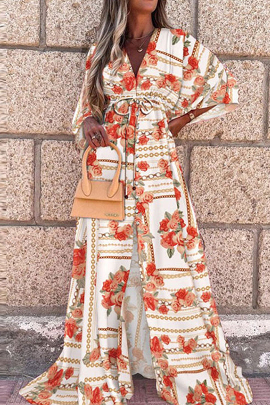 EB | College Vacation Print Frenulum Strandkleid Kleider