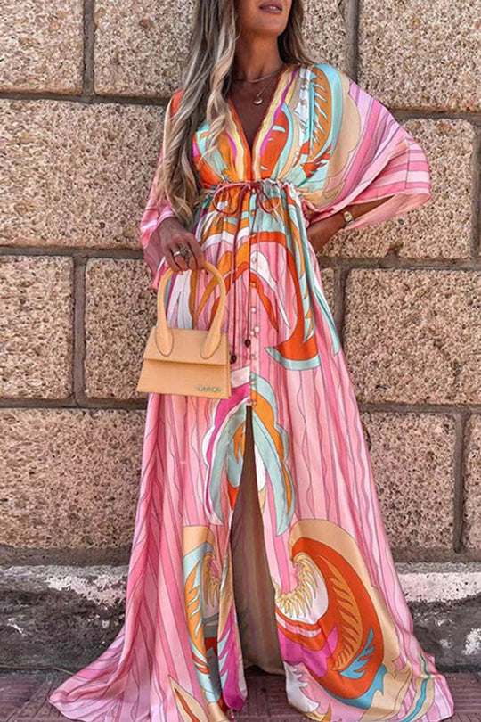 EB | College Vacation Print Frenulum Strandkleid Kleider