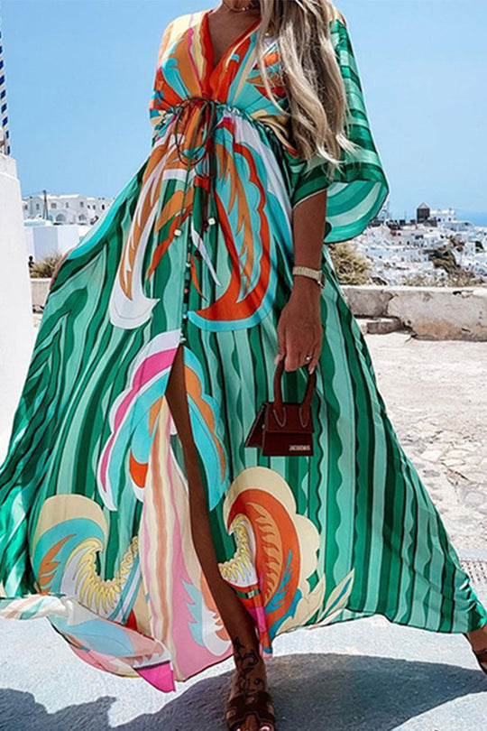 EB | College Vacation Print Frenulum Strandkleid Kleider