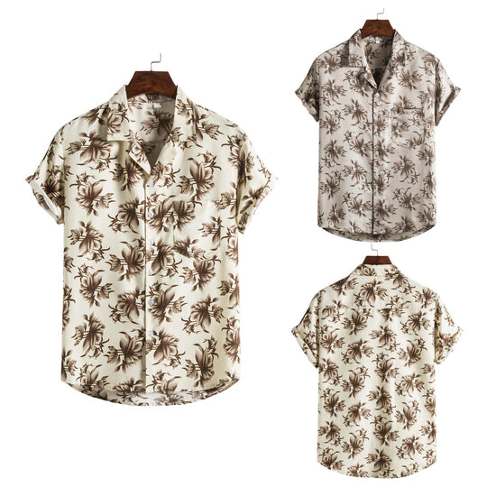 Herren Kurzarmhemd mit floralem Allover-Print und lockerer Passform EB
