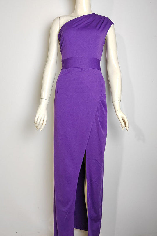 EB | Elegantes Formelles Einfarbiges Schlitz Asymmetrisches Schräges Kragen Abendkleid Kleider - 8 Farben