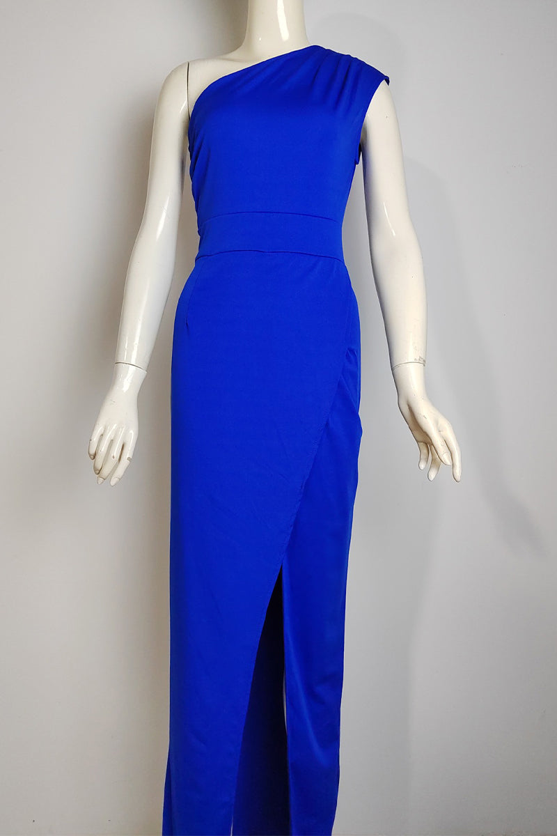 EB | Elegantes Formelles Einfarbiges Schlitz Asymmetrisches Schräges Kragen Abendkleid Kleider - 8 Farben