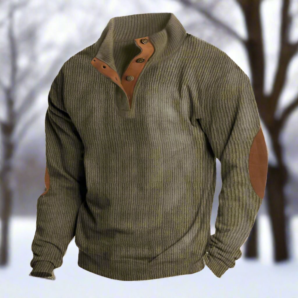 EB | Niccolò Gerippter Stehkragenpullover Wildleder Ellbogenpatches Pullover