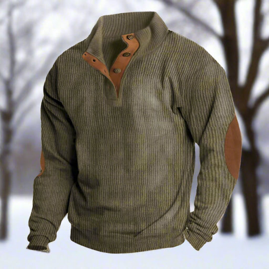 EB | Niccolò Gerippter Stehkragenpullover Wildleder Ellbogenpatches Pullover
