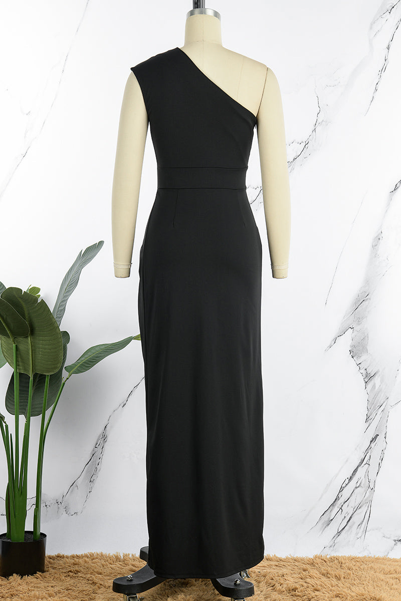 EB | Elegantes Formelles Einfarbiges Schlitz Asymmetrisches Schräges Kragen Abendkleid Kleider - 8 Farben