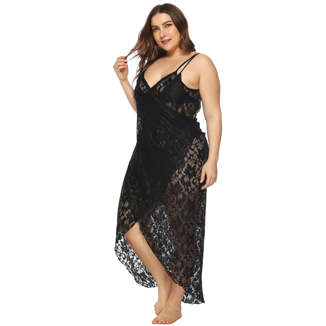 Damen Transparentes Spitzenstrandkleid EB
