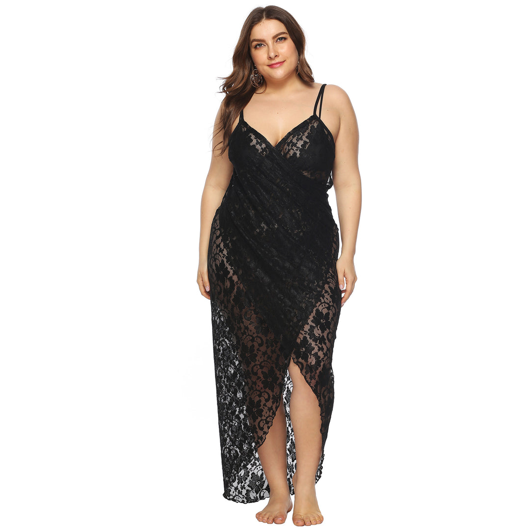 Damen Transparentes Spitzenstrandkleid EB