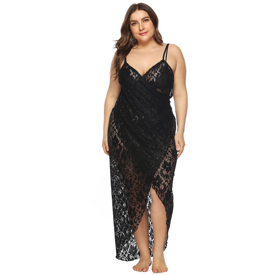 Damen Transparentes Spitzenstrandkleid EB
