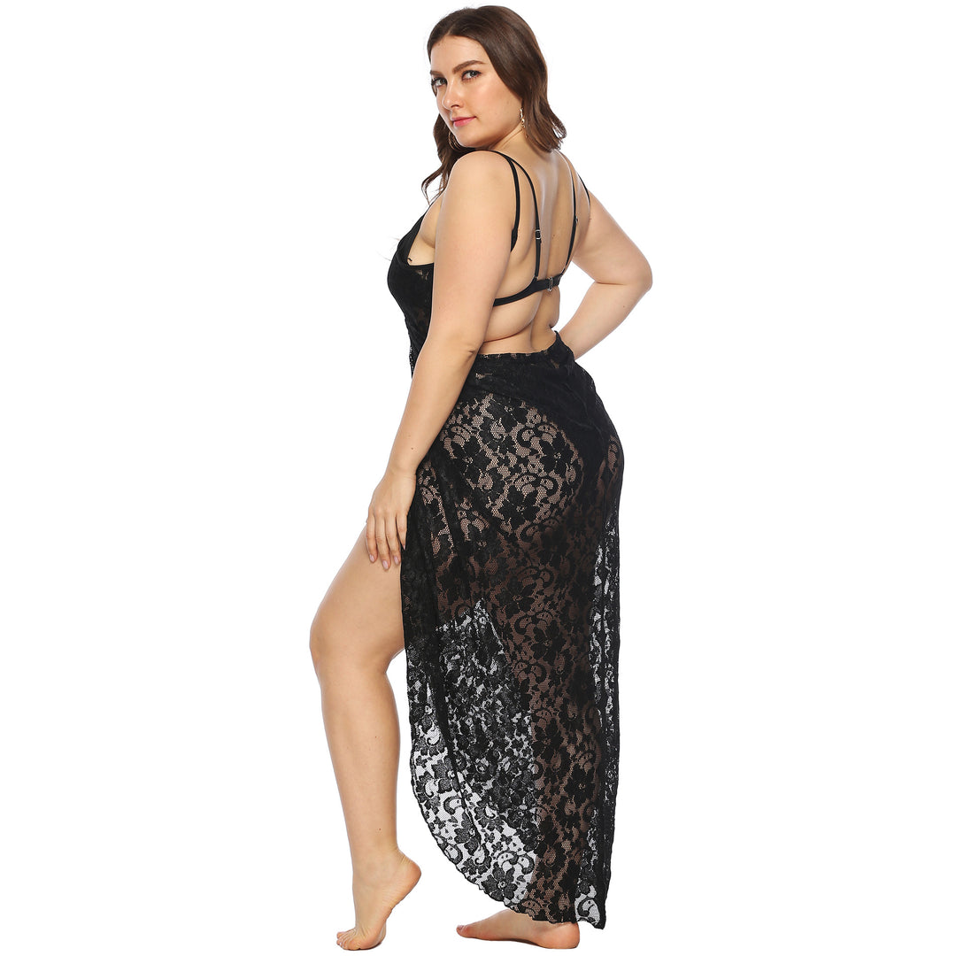 Damen Transparentes Spitzenstrandkleid EB