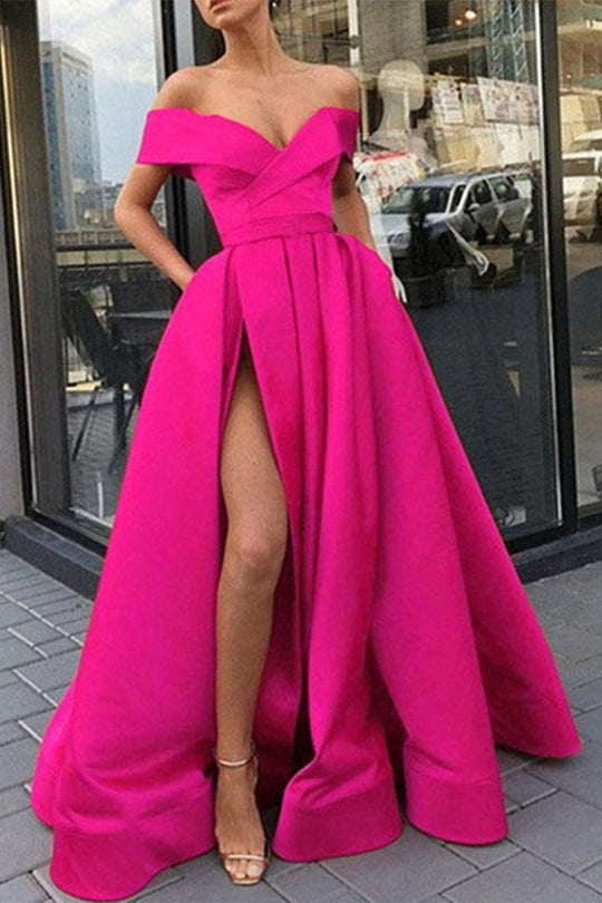EB | Elegantes Formelles Einfarbiges Schlitz V-Ausschnitt Abendkleid Kleider- 12 Farben