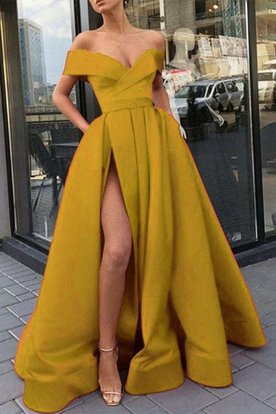 EB | Elegantes Formelles Einfarbiges Schlitz V-Ausschnitt Abendkleid Kleider- 12 Farben