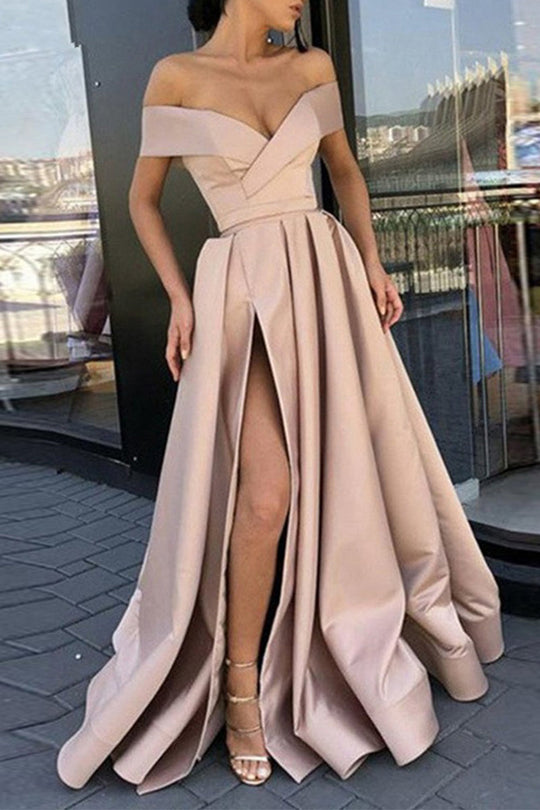 EB | Elegantes Formelles Einfarbiges Schlitz V-Ausschnitt Abendkleid Kleider- 12 Farben