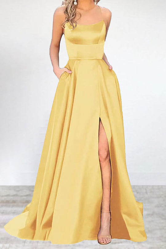 EB | Sexy Formell Einfarbig Hohe Öffnung U Hals Abendkleid Kleider- 16 Farben