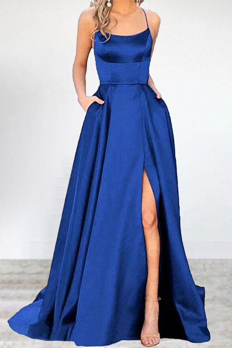 EB | Sexy Formell Einfarbig Hohe Öffnung U Hals Abendkleid Kleider- 16 Farben