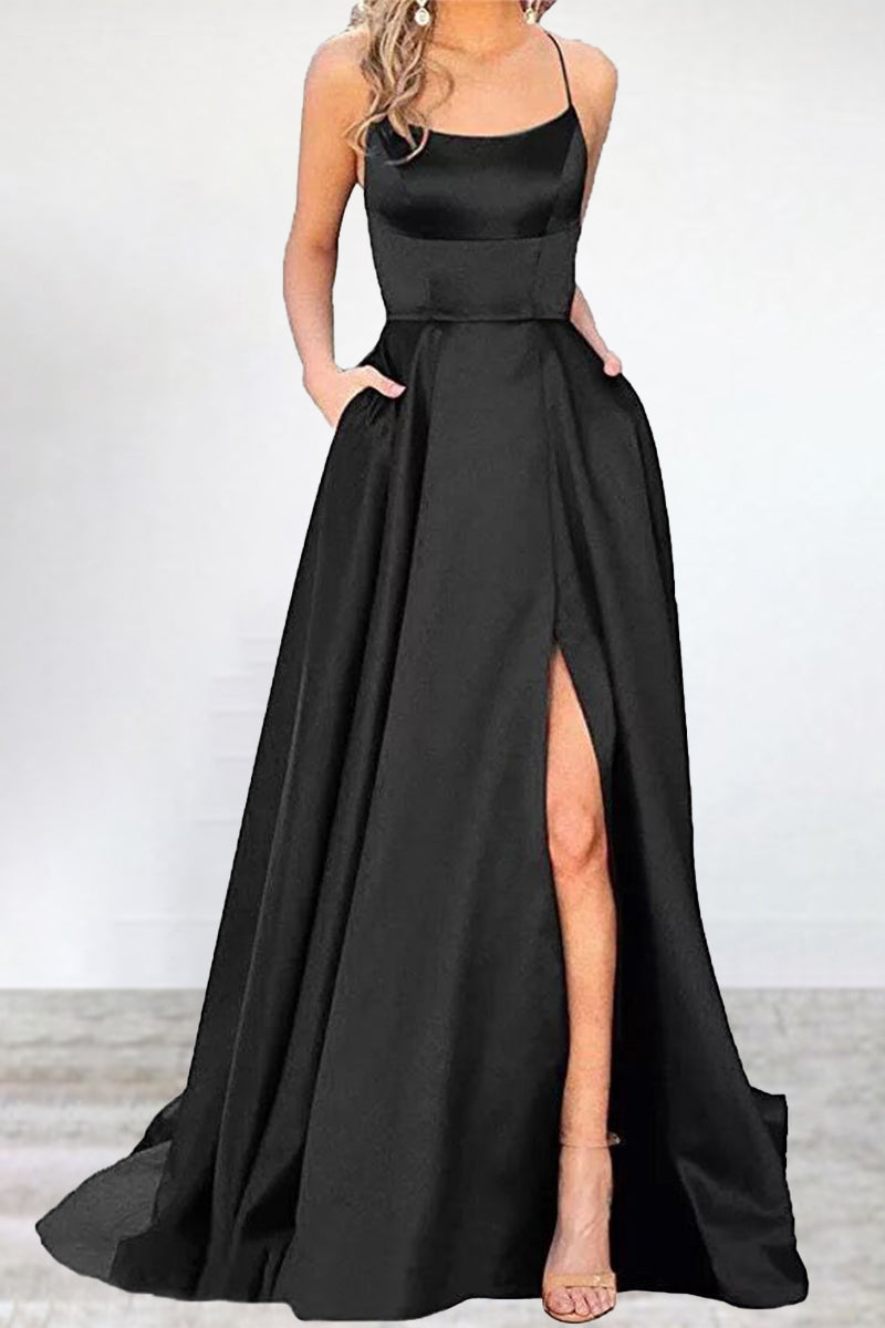 EB | Sexy Formell Einfarbig Hohe Öffnung U Hals Abendkleid Kleider- 16 Farben