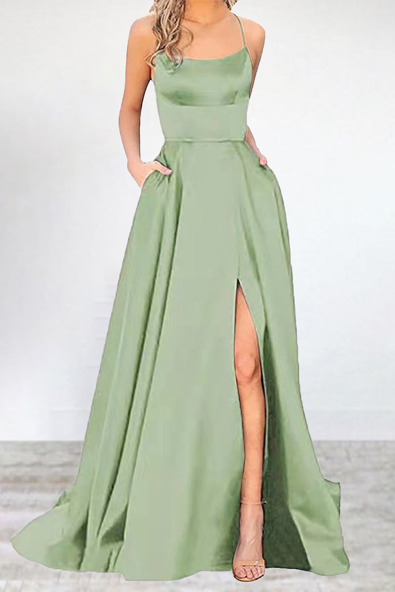 EB | Sexy Formell Einfarbig Hohe Öffnung U Hals Abendkleid Kleider- 16 Farben