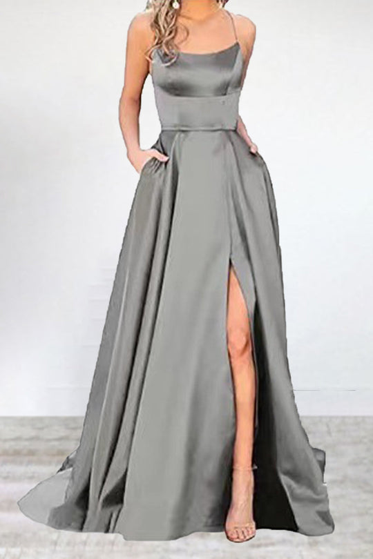 EB | Sexy Formell Einfarbig Hohe Öffnung U Hals Abendkleid Kleider- 16 Farben