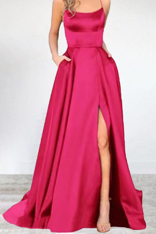 EB | Sexy Formell Einfarbig Hohe Öffnung U Hals Abendkleid Kleider- 16 Farben
