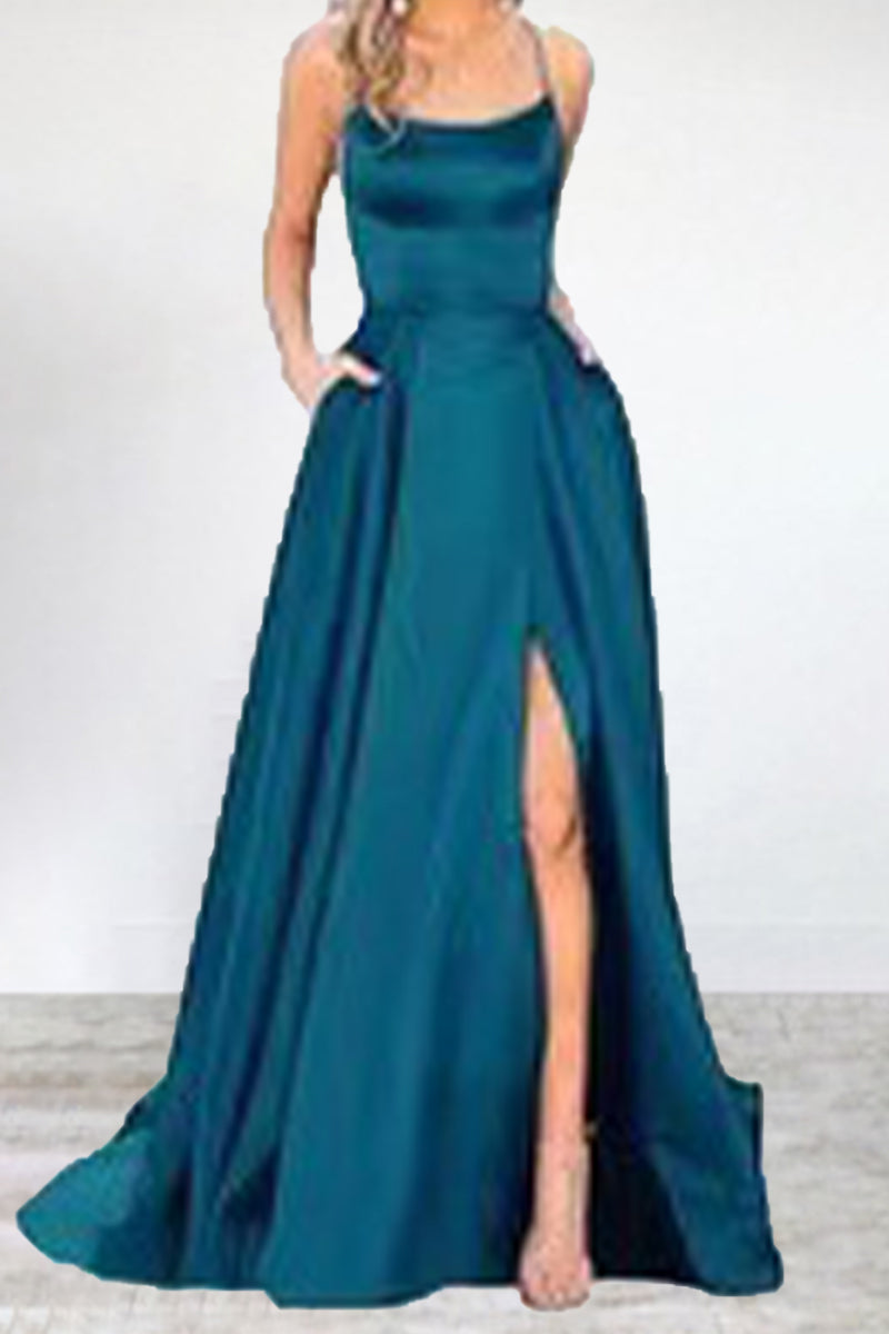 EB | Sexy Formell Einfarbig Hohe Öffnung U Hals Abendkleid Kleider- 16 Farben