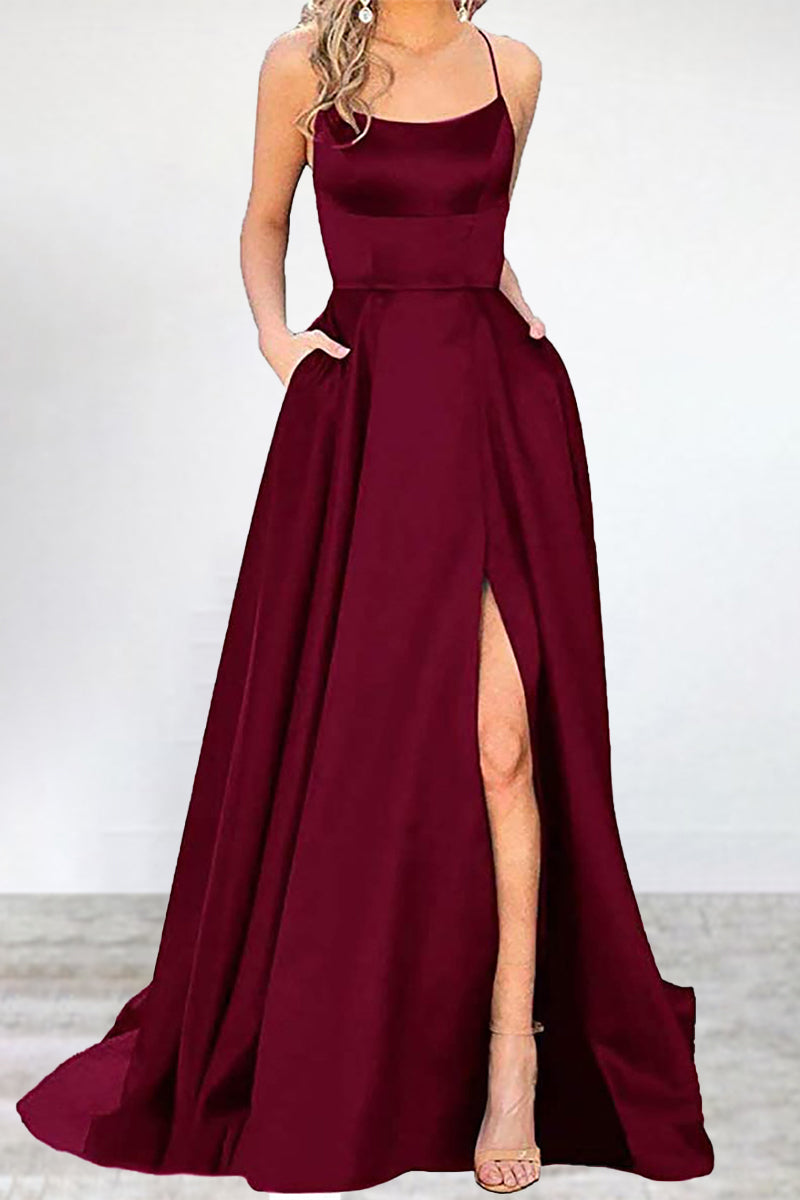 EB | Sexy Formell Einfarbig Hohe Öffnung U Hals Abendkleid Kleider- 16 Farben