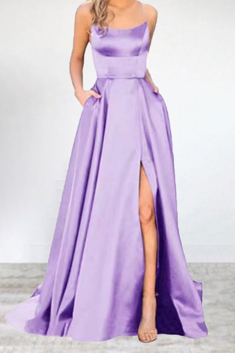 EB | Sexy Formell Einfarbig Hohe Öffnung U Hals Abendkleid Kleider- 16 Farben