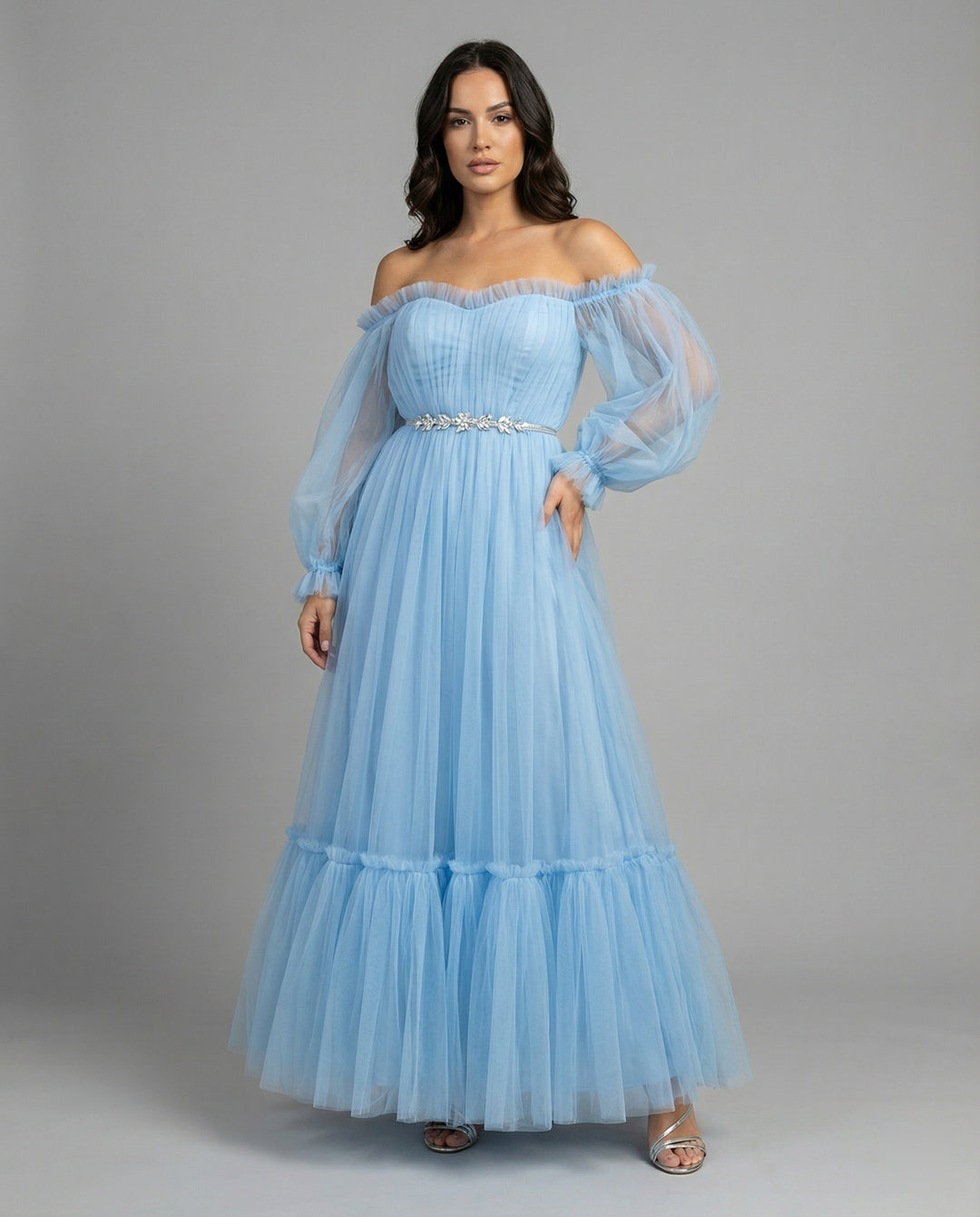 EB | Elegantes Formelles Einfarbiges Patchwork Off-Shoulder Abendkleid Kleider - 3 Farben