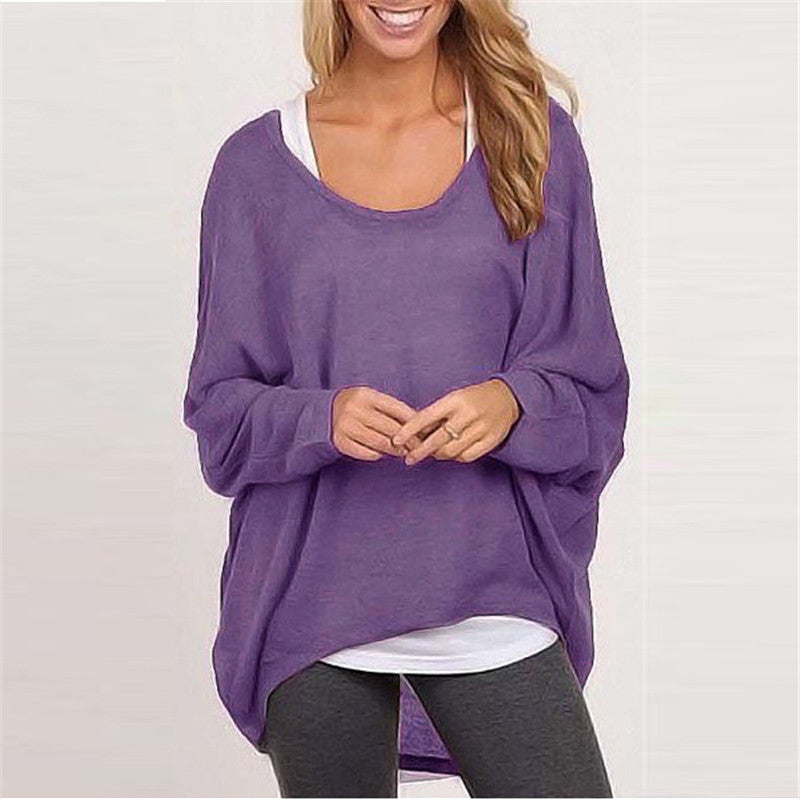 Damen lässiger Oversized Pullover mit weit geschnittenen Ärmeln und lässigem Fall EB