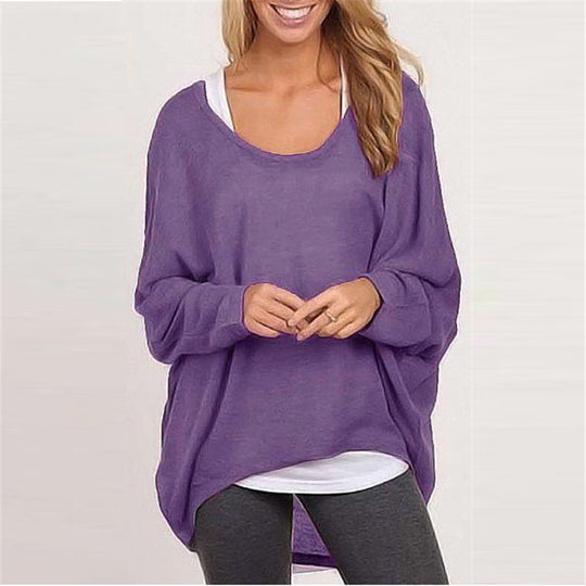 Damen lässiger Oversized Pullover mit weit geschnittenen Ärmeln und lässigem Fall EB