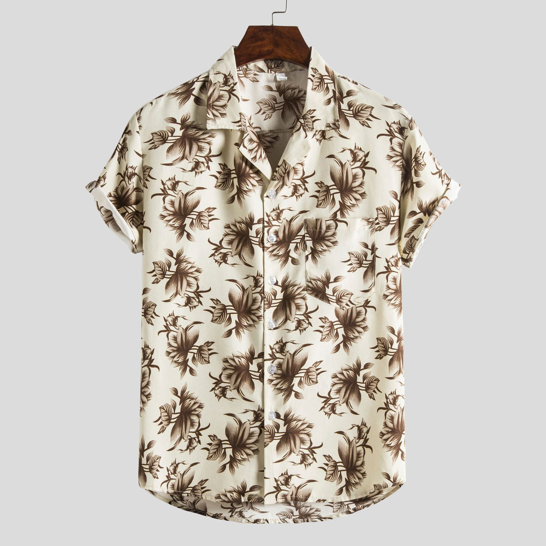 Herren Kurzarmhemd mit floralem Allover-Print und lockerer Passform EB