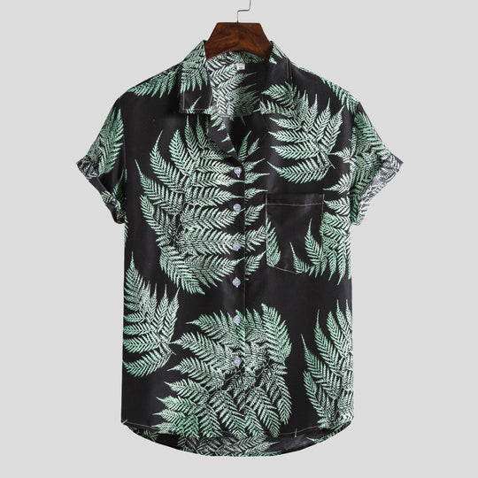 Damen Kurzarmhemd mit floralem Design und klassischem Kragen EB