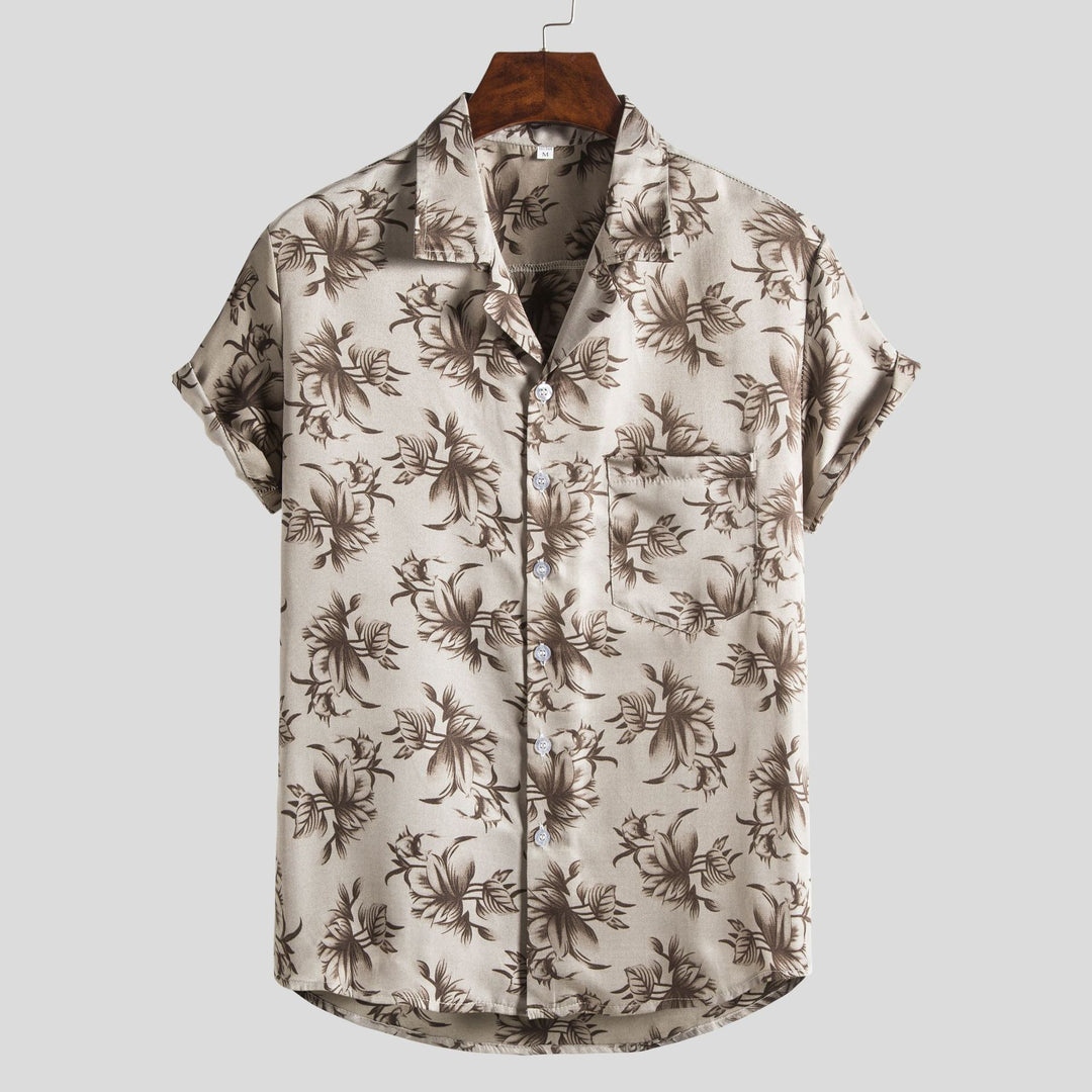 Herren Kurzarmhemd mit floralem Allover-Print und lockerer Passform EB