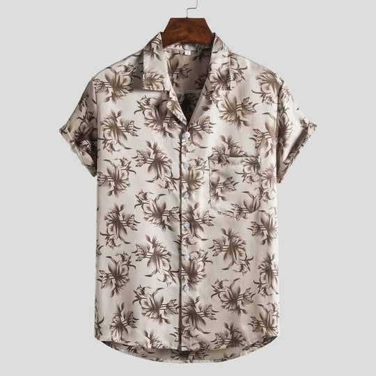 Herren Kurzarmhemd mit floralem Allover-Print und lockerer Passform EB
