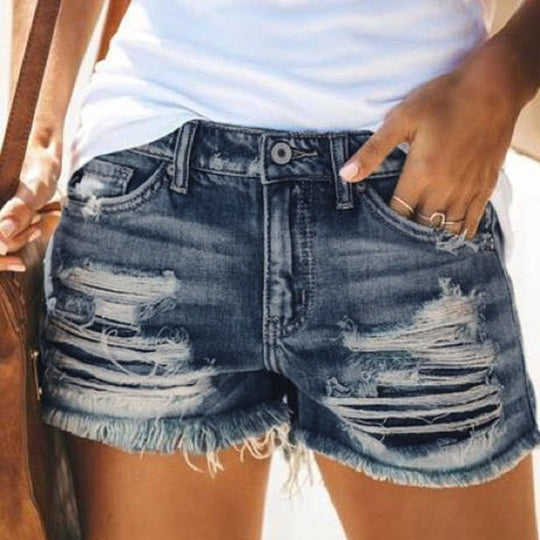 Damen Destroyed Denim Shorts EB