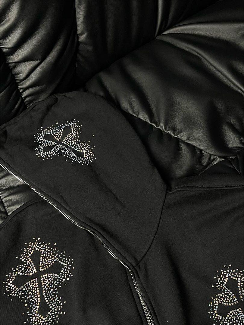 EB | Hoodie mit Reißverschluss Und Strass-Kreuzmuster