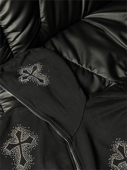 EB | Hoodie mit Reißverschluss Und Strass-Kreuzmuster