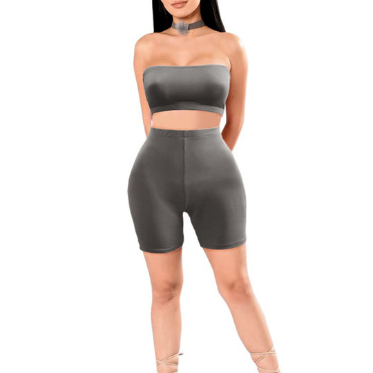 Damen Crop-Top und Shorts Set mit elastischem Bund und figurformendem Schnitt EB
