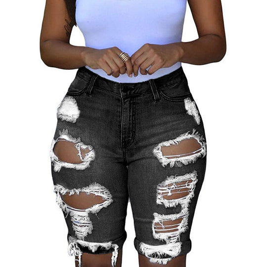 Damen Destroyed Denim-Hose mit lässigem Schnitt und modischen Rissdetails EB