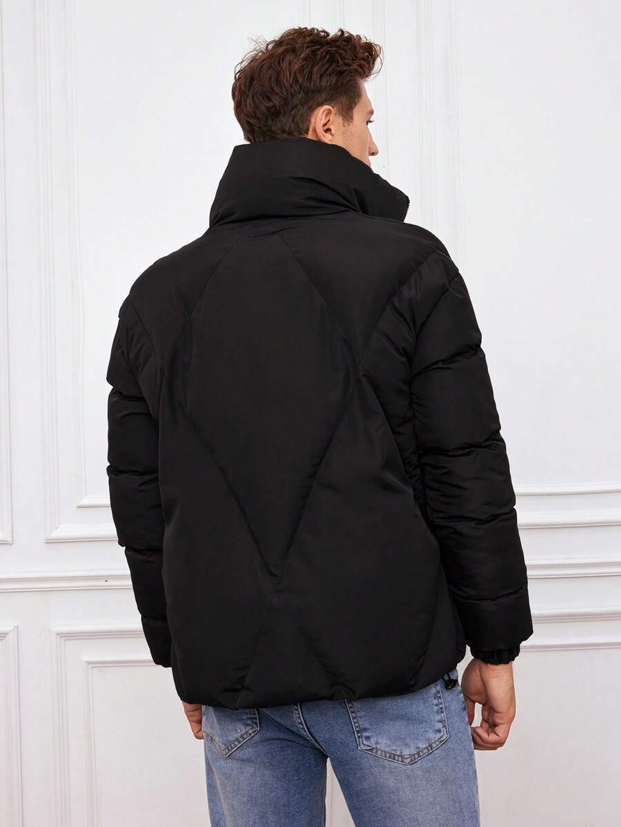 EB | Gepolsterte Jacke mit Hohem Kragen Reißverschluss Warm und Modern