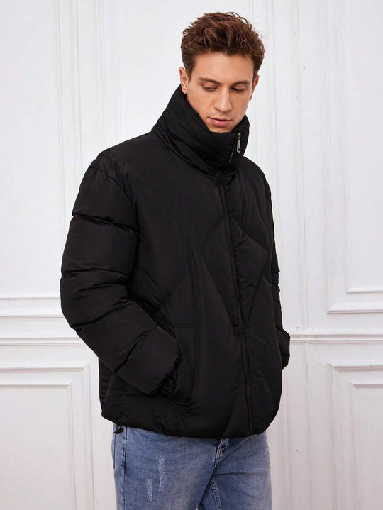 EB | Gepolsterte Jacke mit Hohem Kragen Reißverschluss Warm und Modern