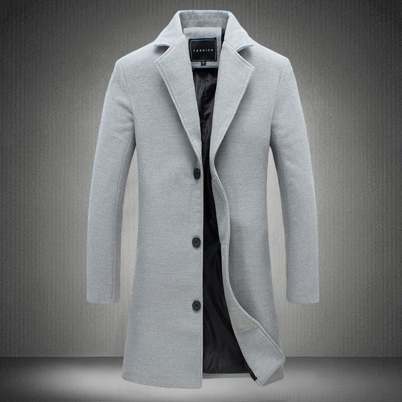 Herren nan schlanker Kurzmantel mit Stehkragen und eleganter Knopfleiste EB