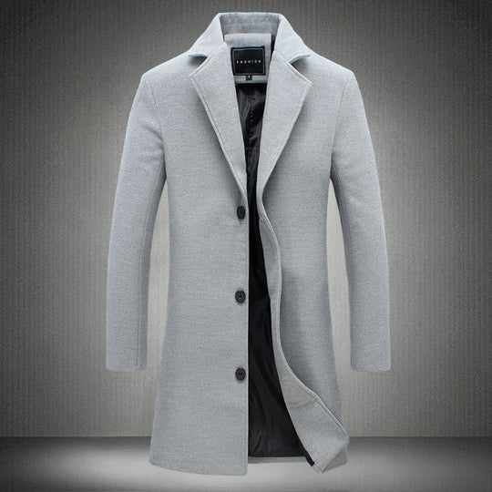 Herren nan schlanker Kurzmantel mit Stehkragen und eleganter Knopfleiste EB