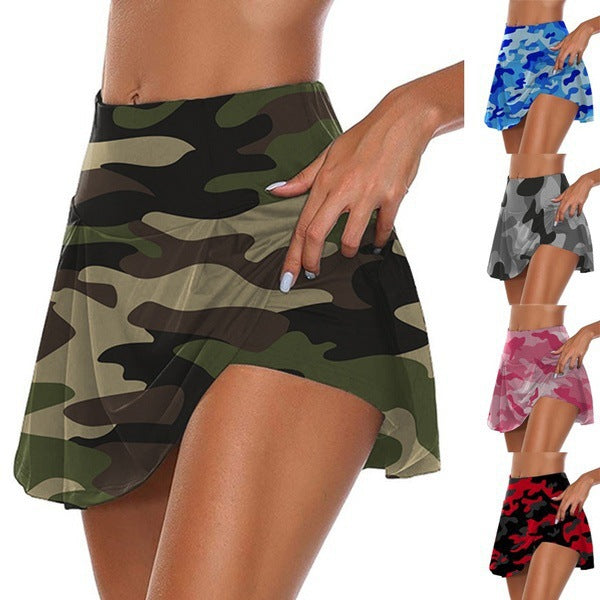 Damen sportlicher Minirock mit Taschen und elegantem Camouflage-Design EB