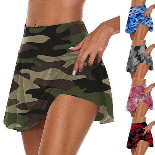 Damen sportlicher Minirock mit Taschen und elegantem Camouflage-Design EB