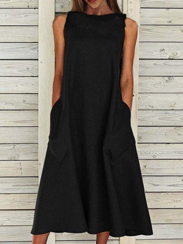 Damen luftiges Maxikleid mit praktischen Seitentaschen EB