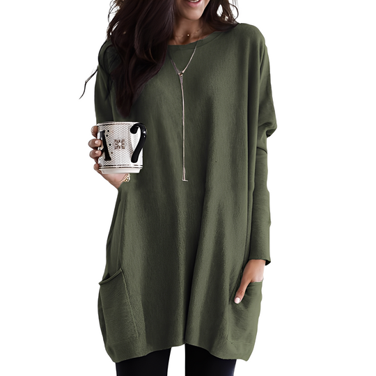 EB | Bequemer Langer Damenpullover mit Taschen