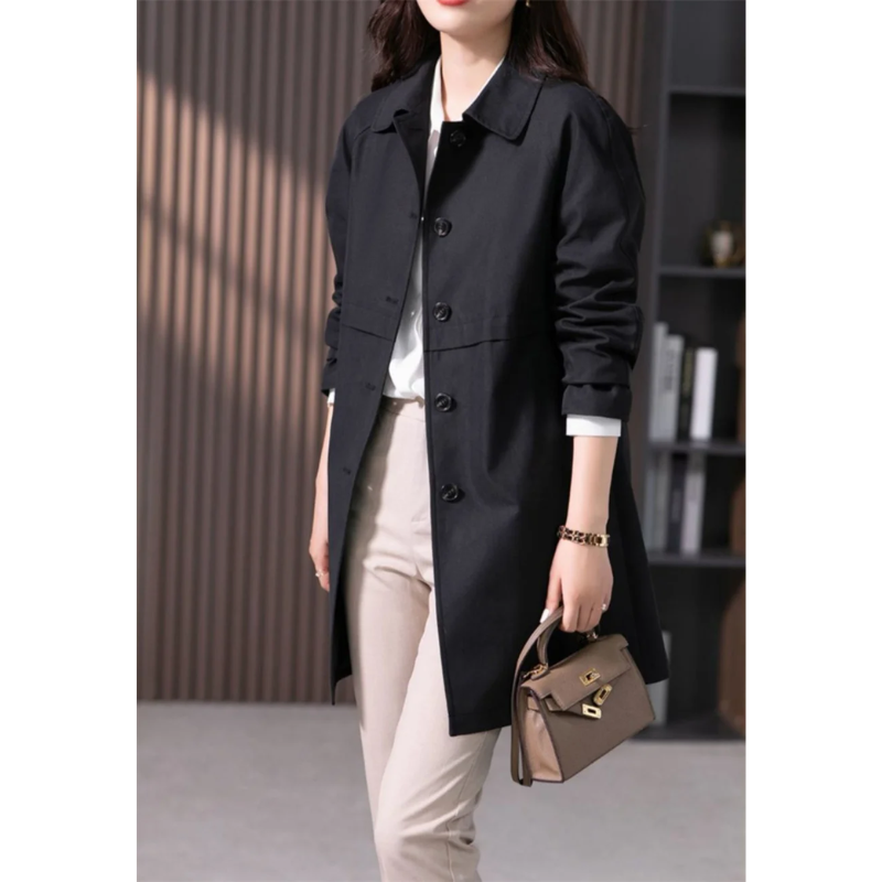 EB | Stylischer Einreihiger Kurzer Trenchcoat für Damen