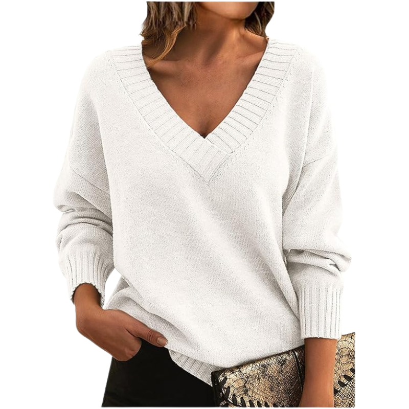 EB | V-Neck Pullover - Elegante Strickpullover Im Oversize-Stil für Alltag & Büro