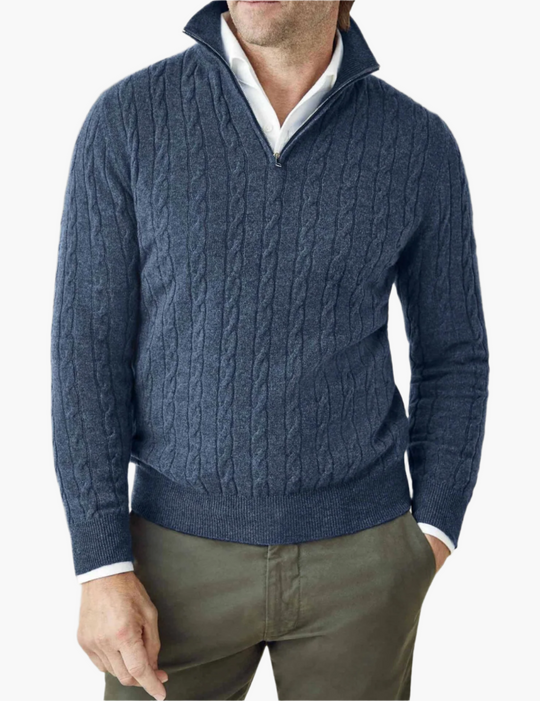 EB | Zopfstrickpullover mit Reißverschluss - Eleganter Business & Freizeitpullover
