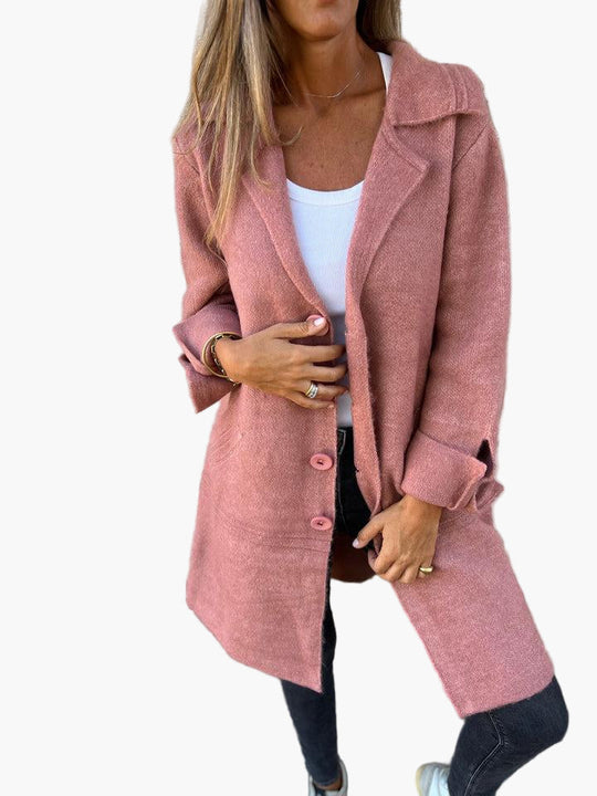 EB | Mantel mit Elegantem Revers - Langer Übergangsjacke für Alltag und Büro